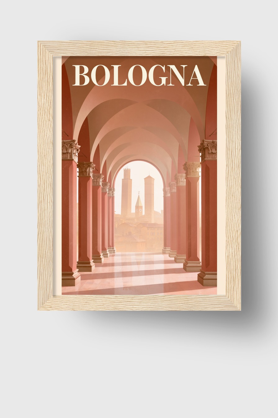 Illustration Poster Arkaden Bologna warm rot