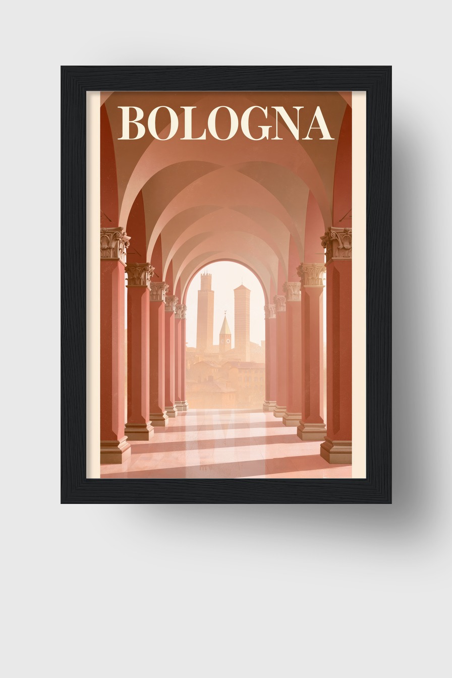 Illustration Poster Arkaden Bologna warm rot