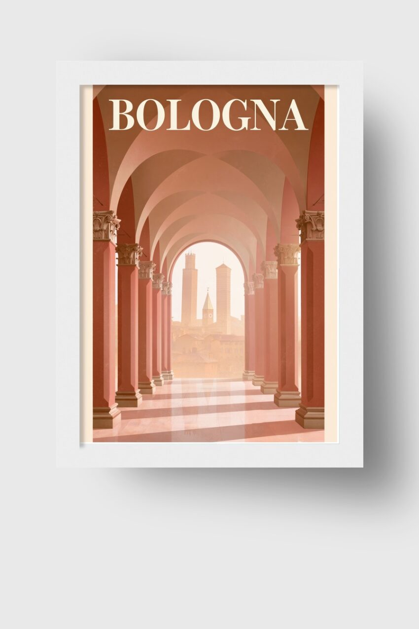 Illustration Poster Arkaden Bologna warm rot