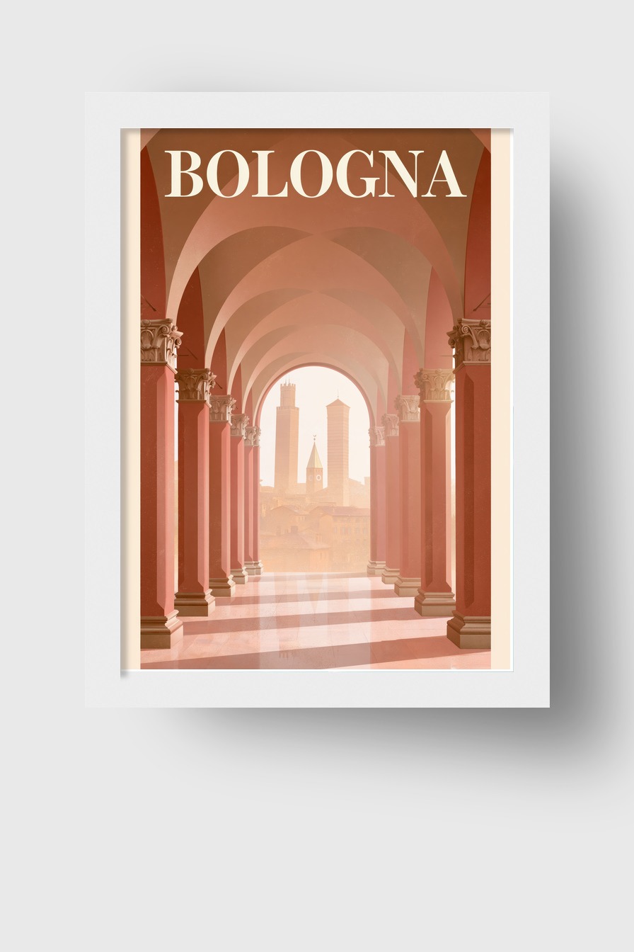 Illustration Poster Arkaden Bologna warm rot