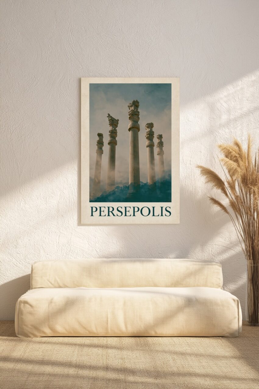 Fotografie Poster Säule Kapitell antik Nebel