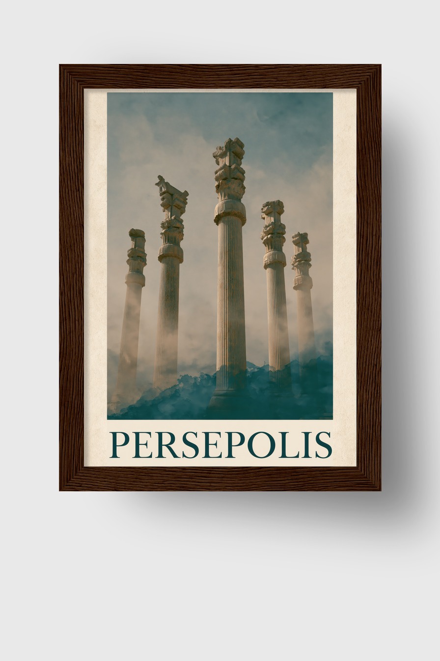 Fotografie Poster Säule Kapitell antik Nebel