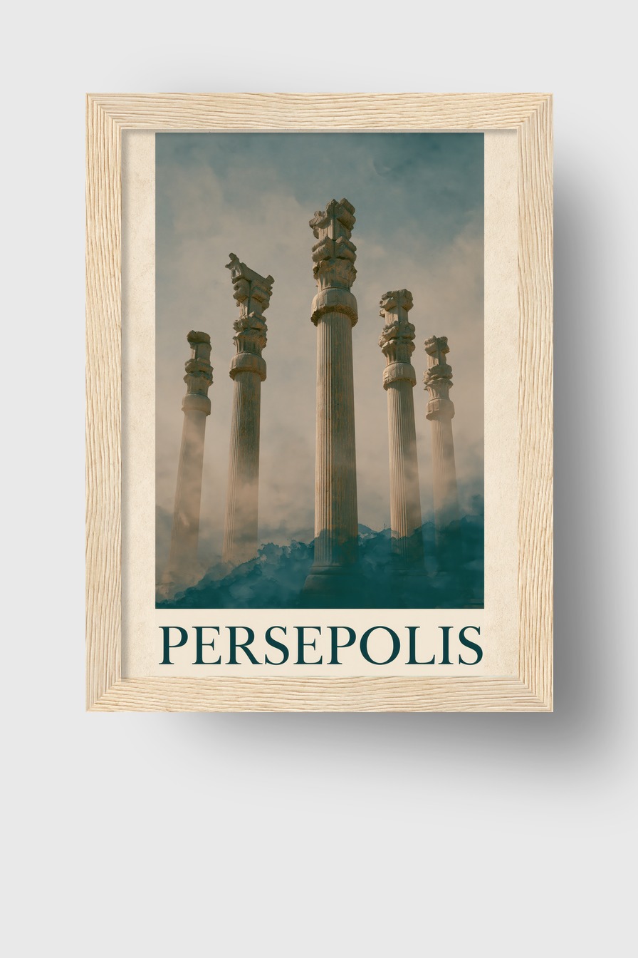 Fotografie Poster Säule Kapitell antik Nebel