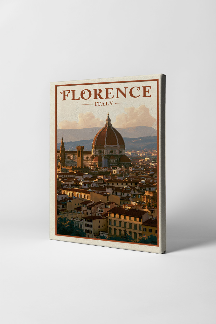 Illustration Poster Dom Florenz rote Kuppel Stadt