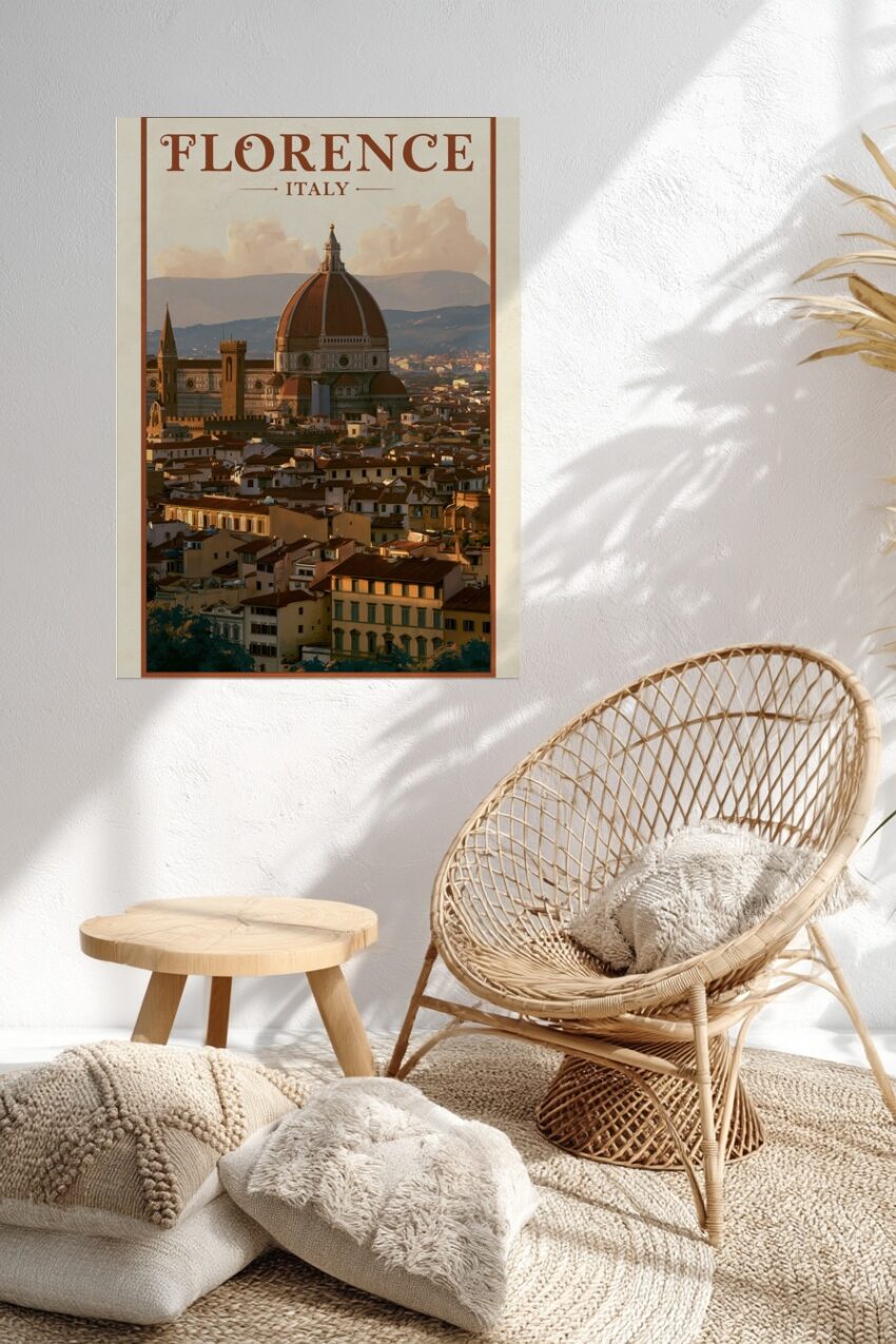 Illustration Poster Dom Florenz rote Kuppel Stadt