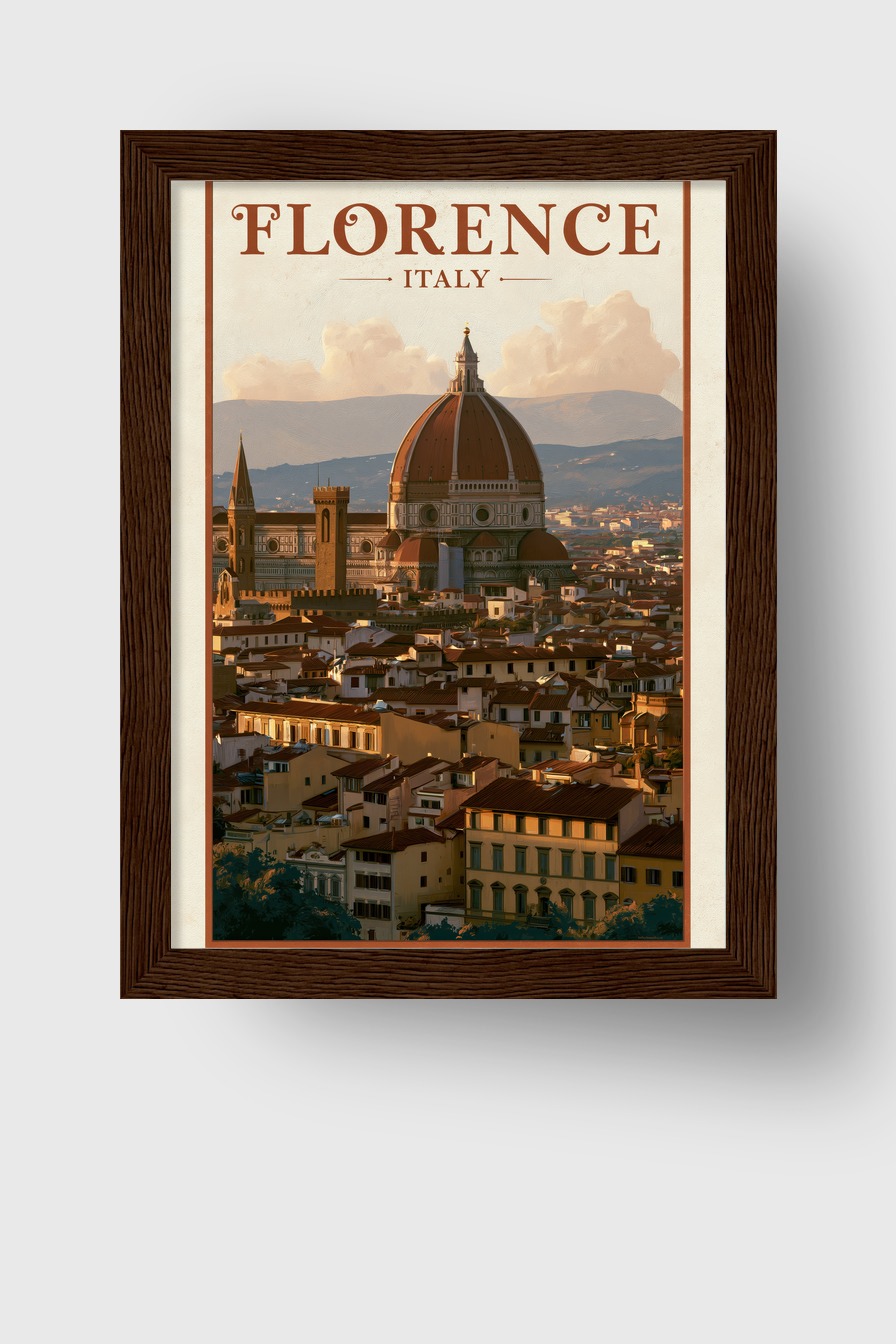 Illustration Poster Dom Florenz rote Kuppel Stadt