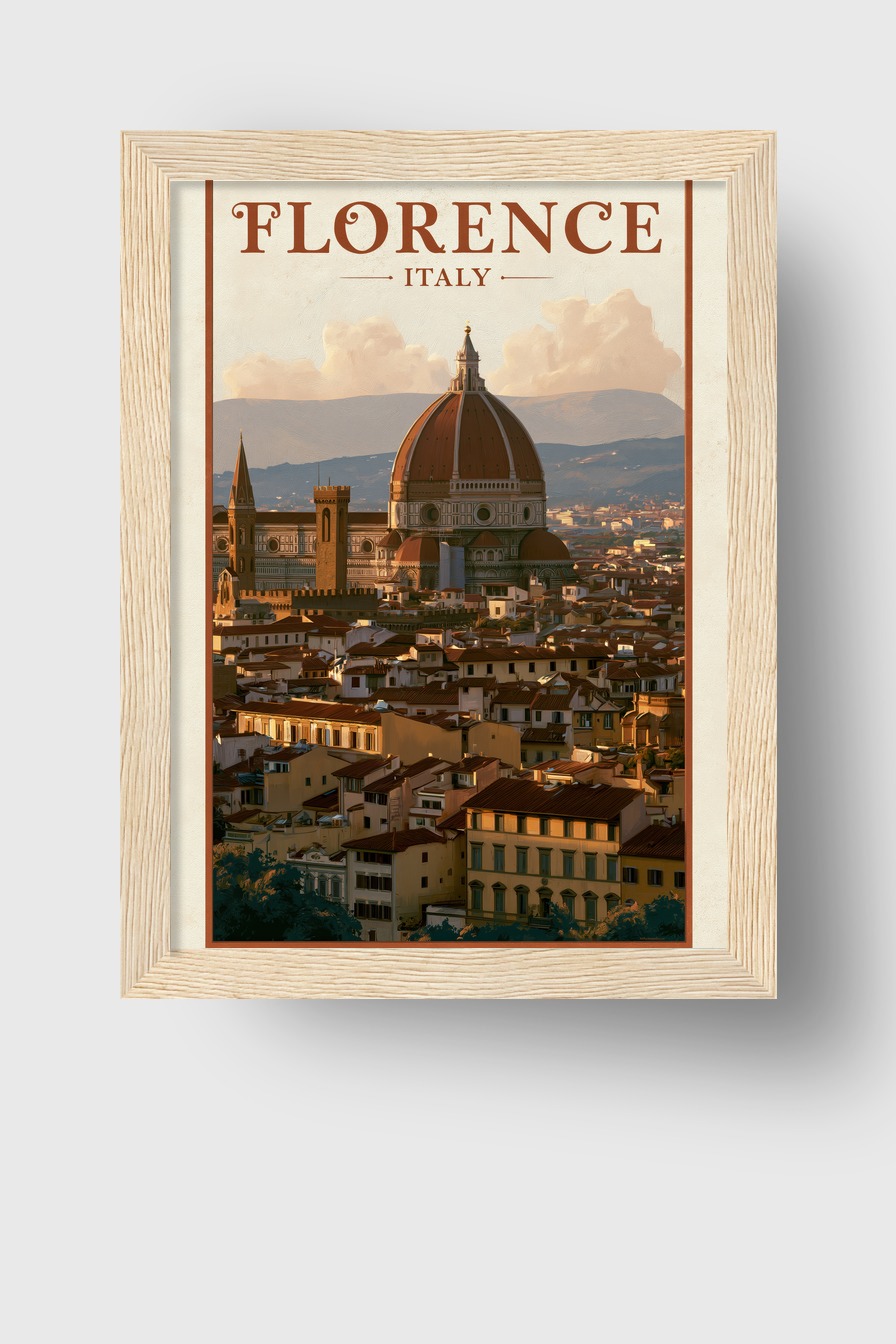 Illustration Poster Dom Florenz rote Kuppel Stadt