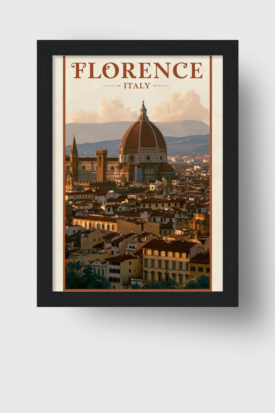 Illustration Poster Dom Florenz rote Kuppel Stadt