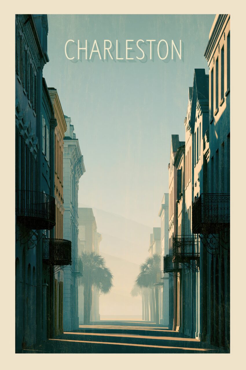 Fotografie Poster Straße Charleston Sonnenlicht Schatten