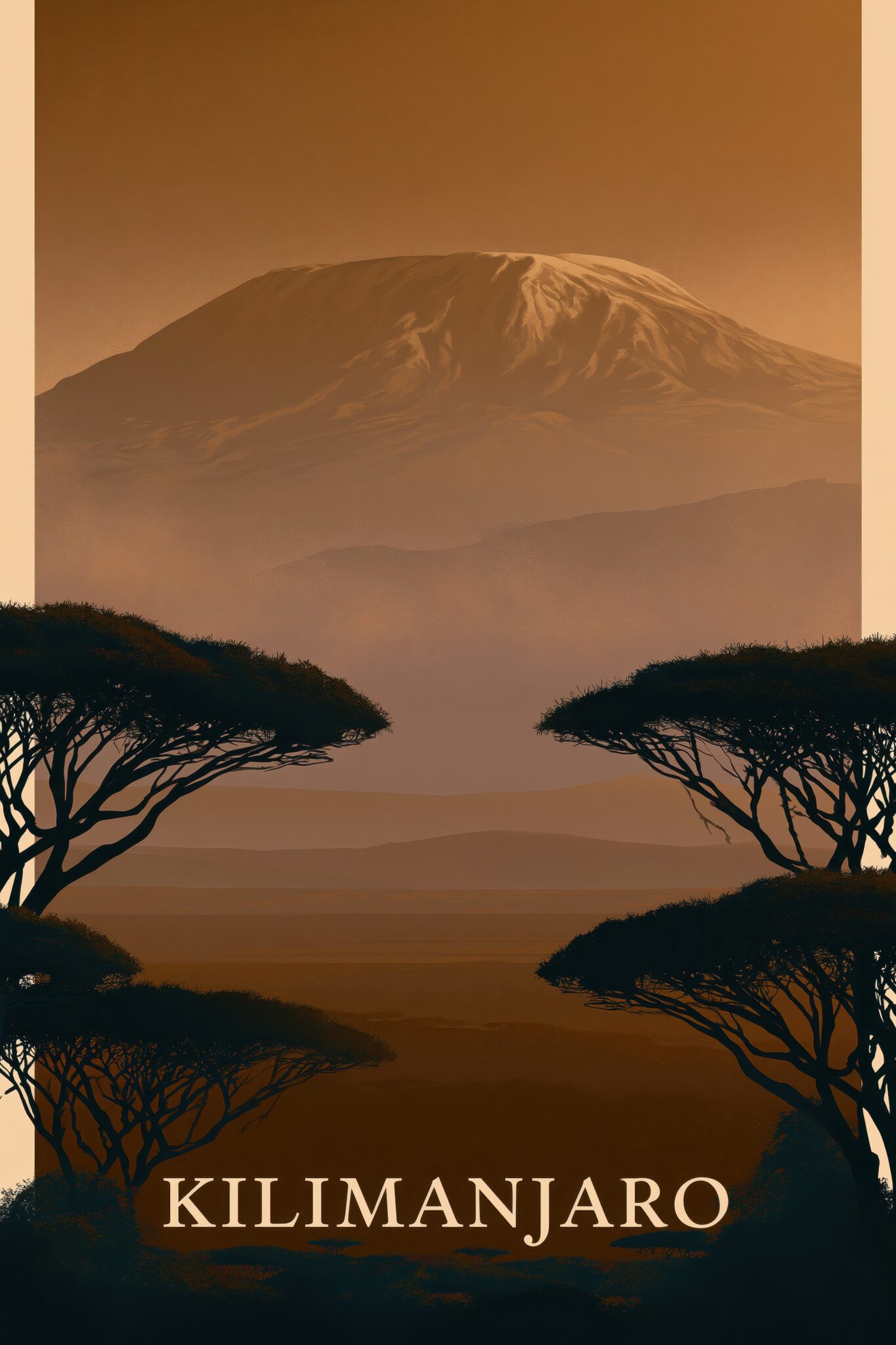 Digitale Kunst Poster Kilimanjaro Berg Braun Beige