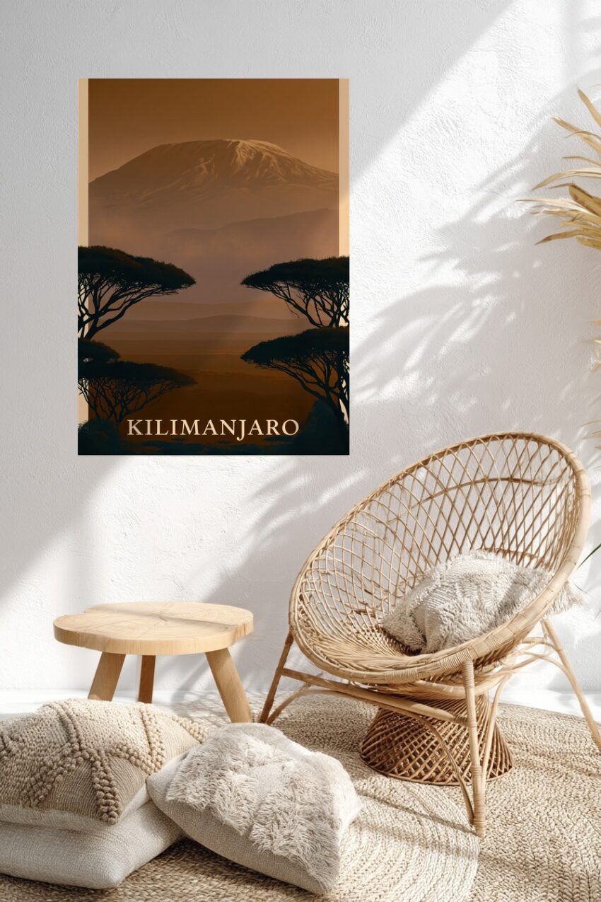 Digitale Kunst Poster Kilimanjaro Berg Braun Beige
