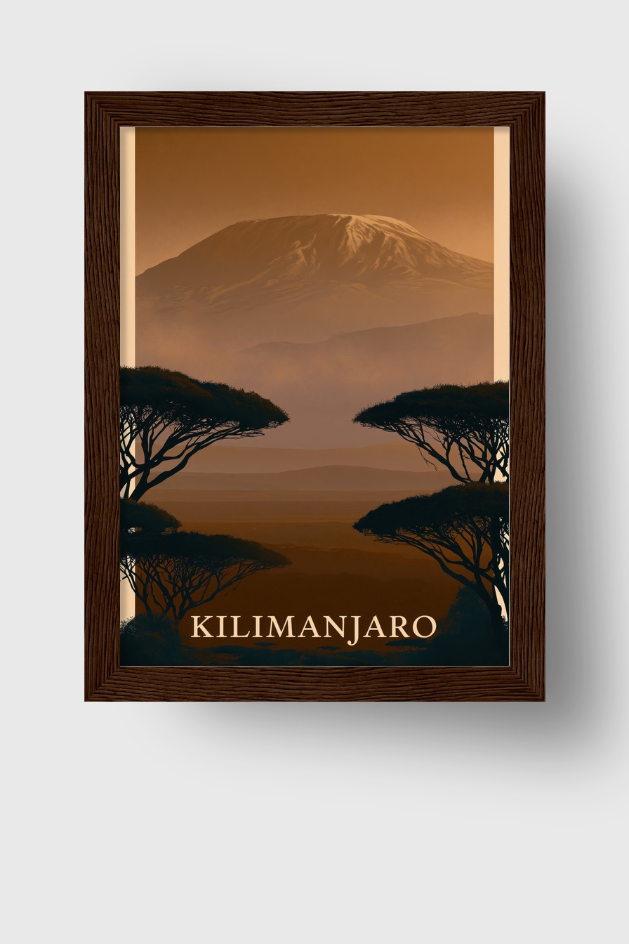 Digitale Kunst Poster Kilimanjaro Berg Braun Beige