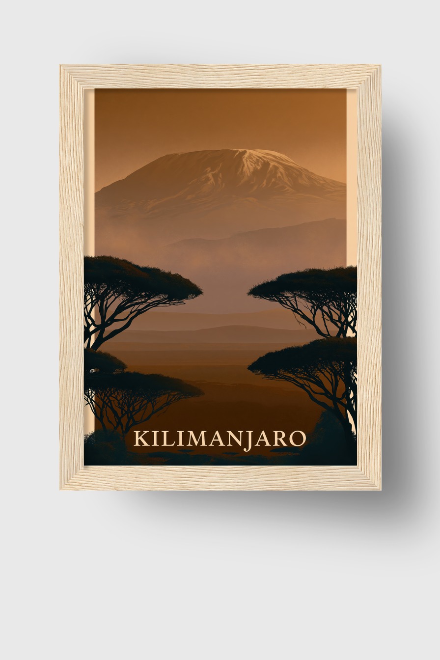 Digitale Kunst Poster Kilimanjaro Berg Braun Beige