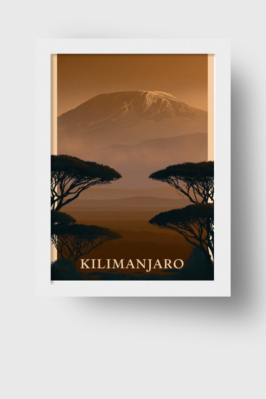 Digitale Kunst Poster Kilimanjaro Berg Braun Beige