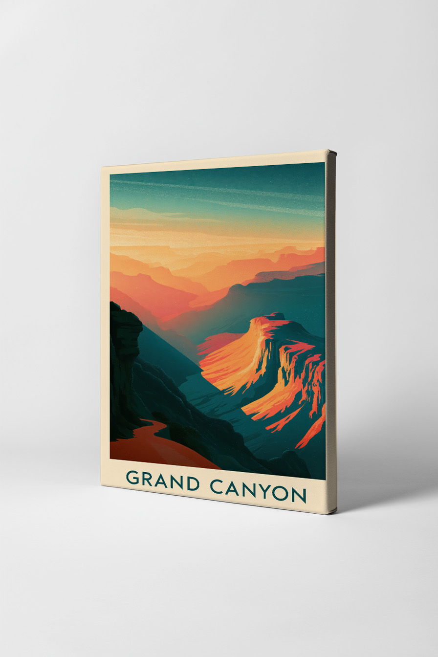 Digitale Kunst Poster Grand Canyon Sonnenlicht orange blau