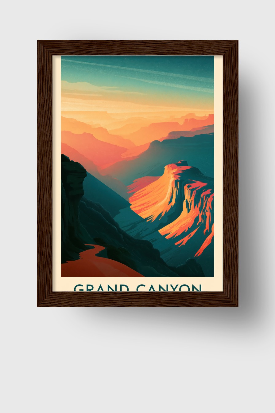 Digitale Kunst Poster Grand Canyon Sonnenlicht orange blau