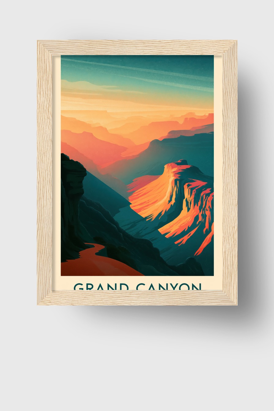 Digitale Kunst Poster Grand Canyon Sonnenlicht orange blau