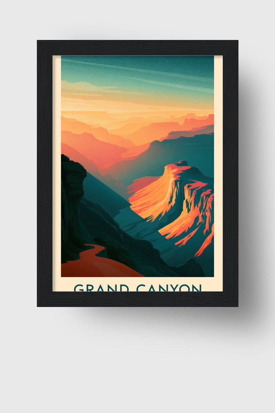 Digitale Kunst Poster Grand Canyon Sonnenlicht orange blau