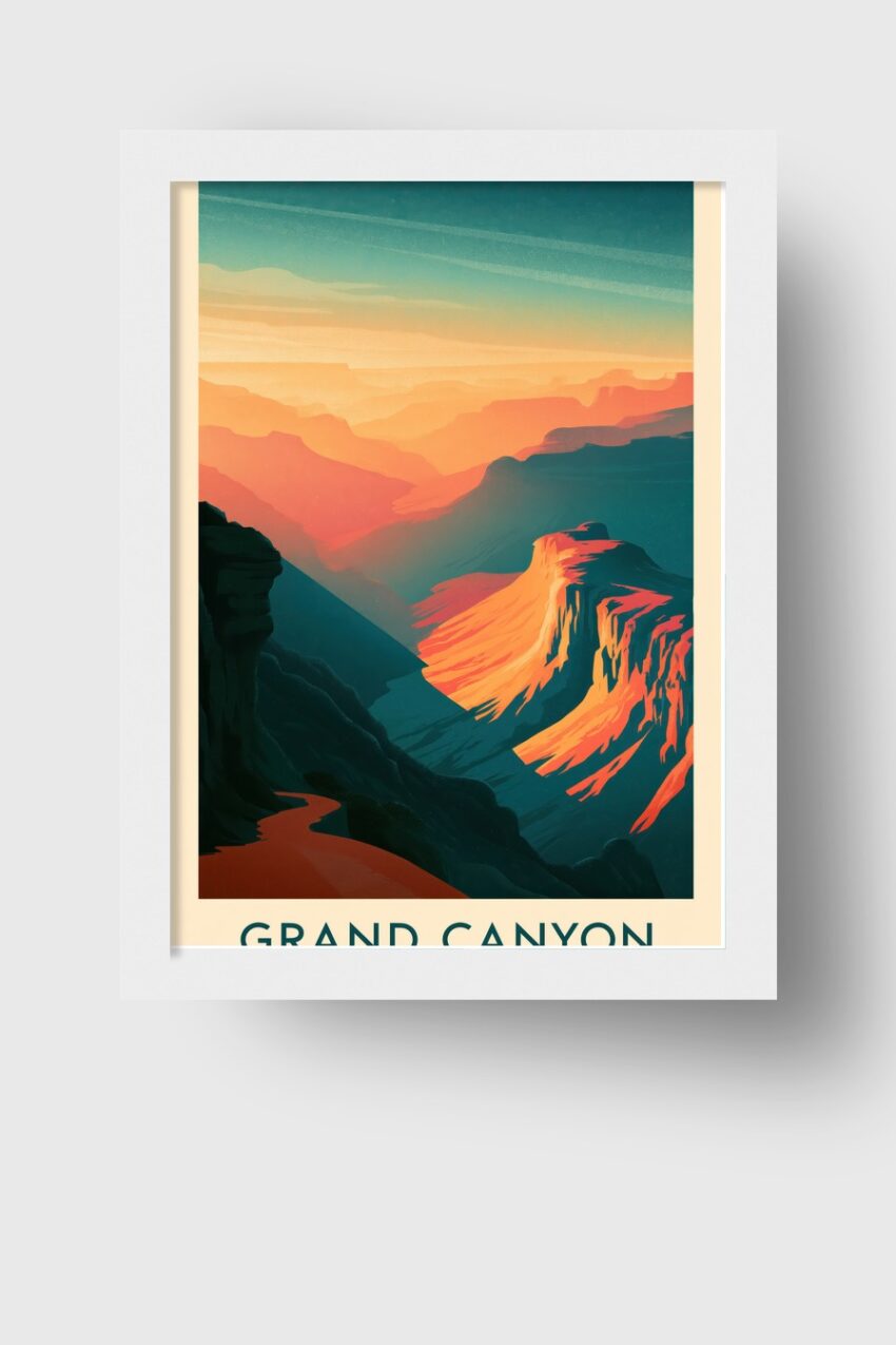 Digitale Kunst Poster Grand Canyon Sonnenlicht orange blau