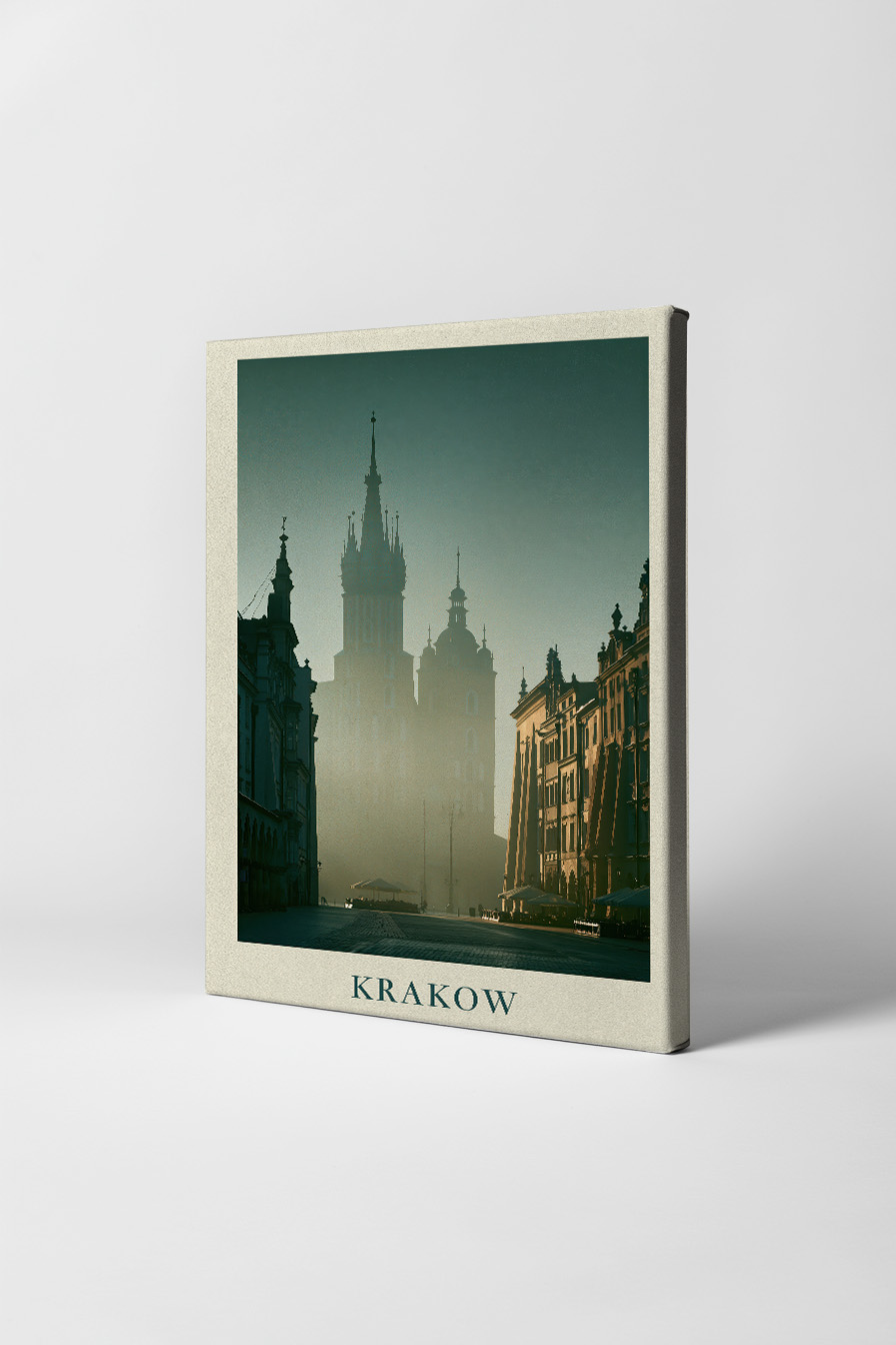 Fotografie Poster Rathaus Turm historisch Nebel gedämpft