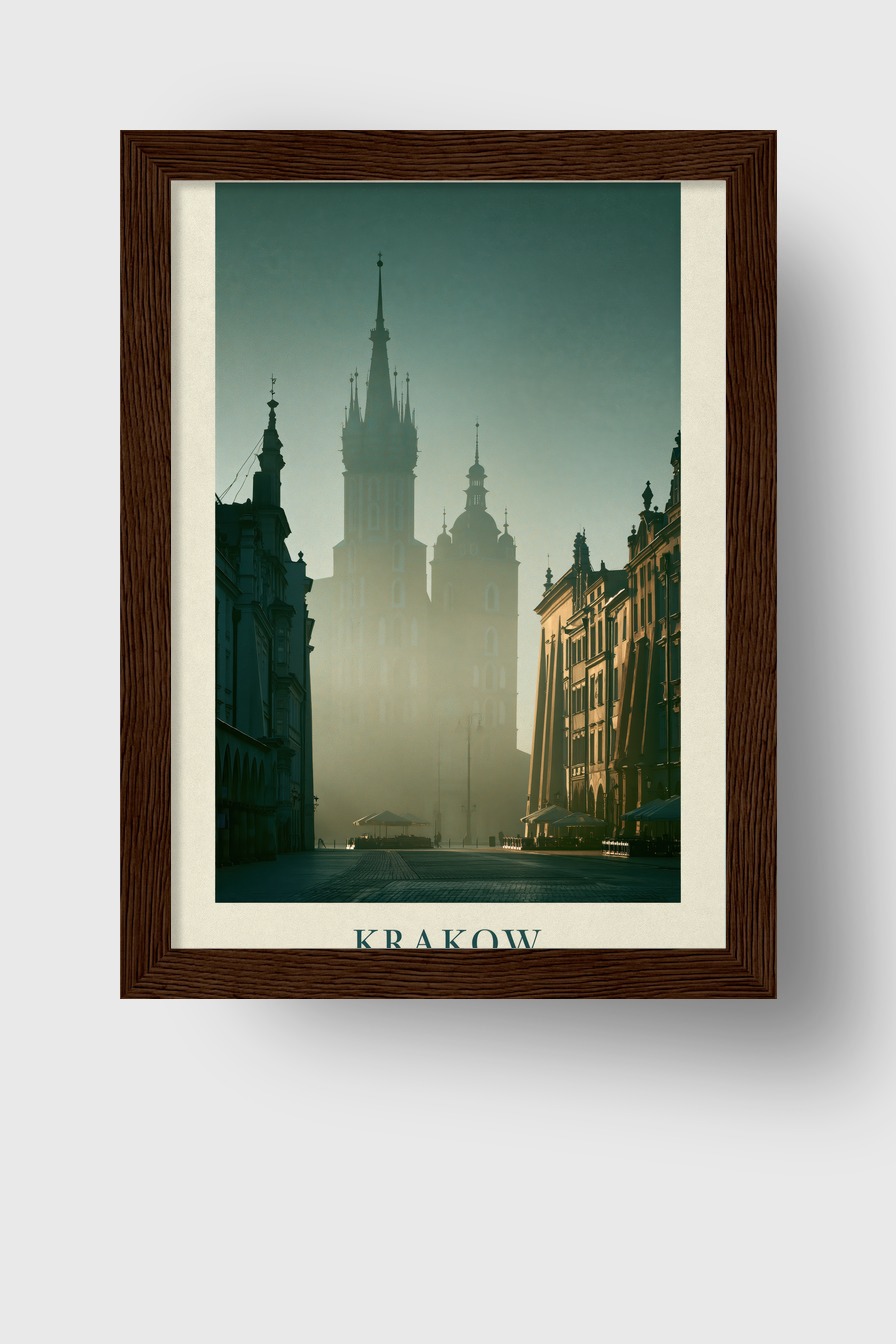 Fotografie Poster Rathaus Turm historisch Nebel gedämpft