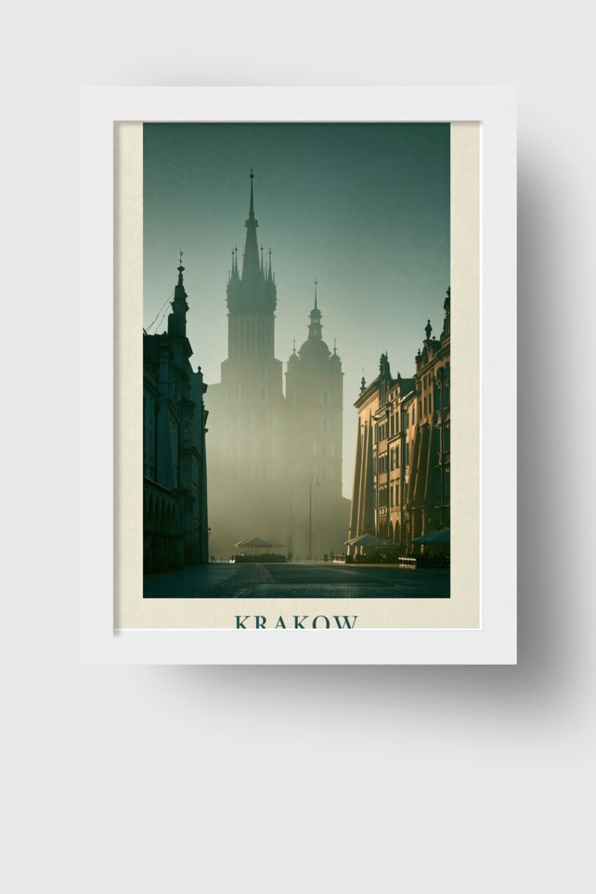 Fotografie Poster Rathaus Turm historisch Nebel gedämpft