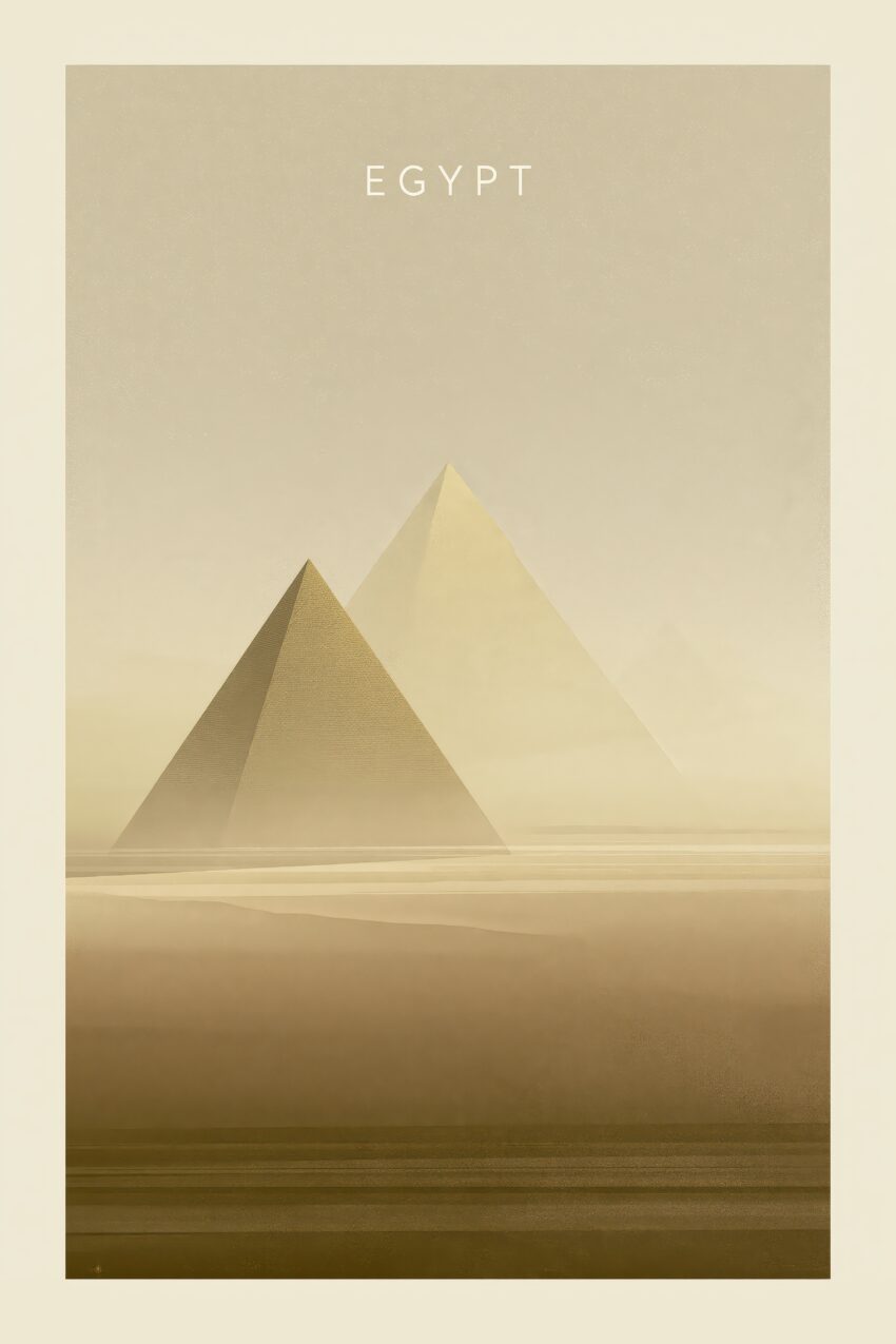 Grafik Poster Pyramide Nebel beige minimalistisch