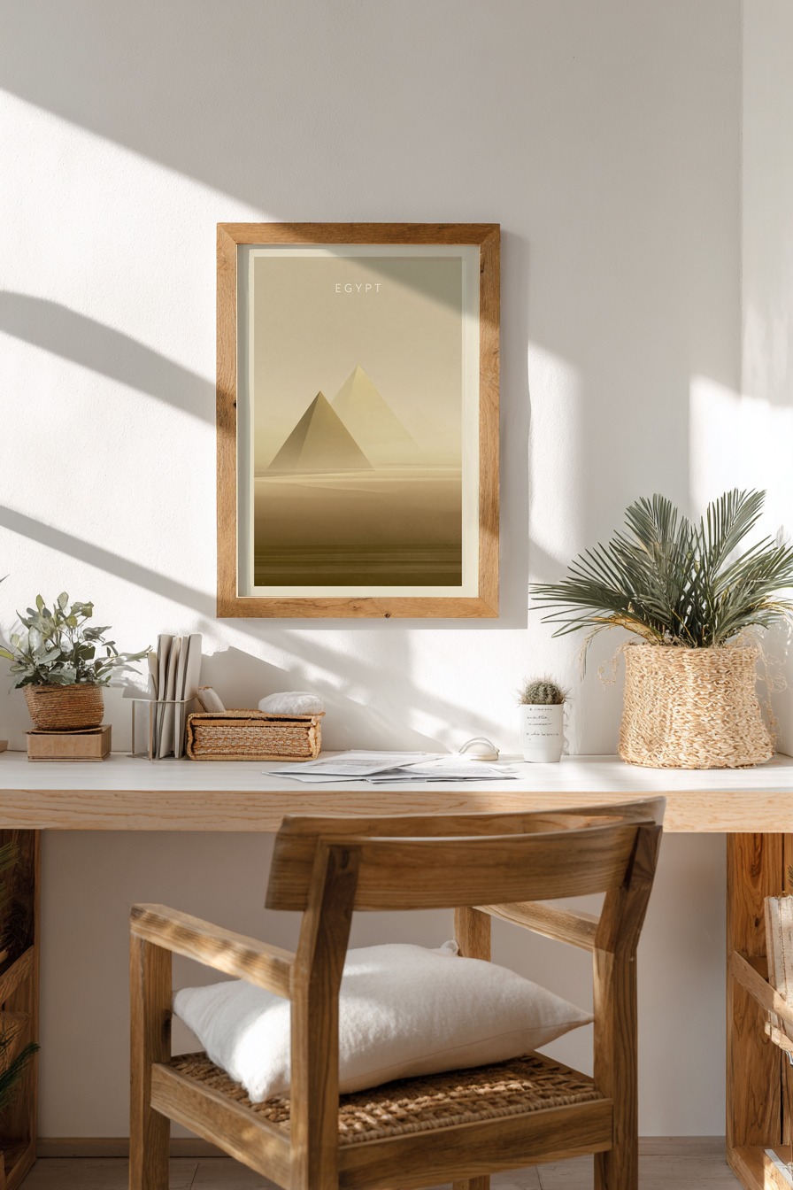 Grafik Poster Pyramide Nebel beige minimalistisch