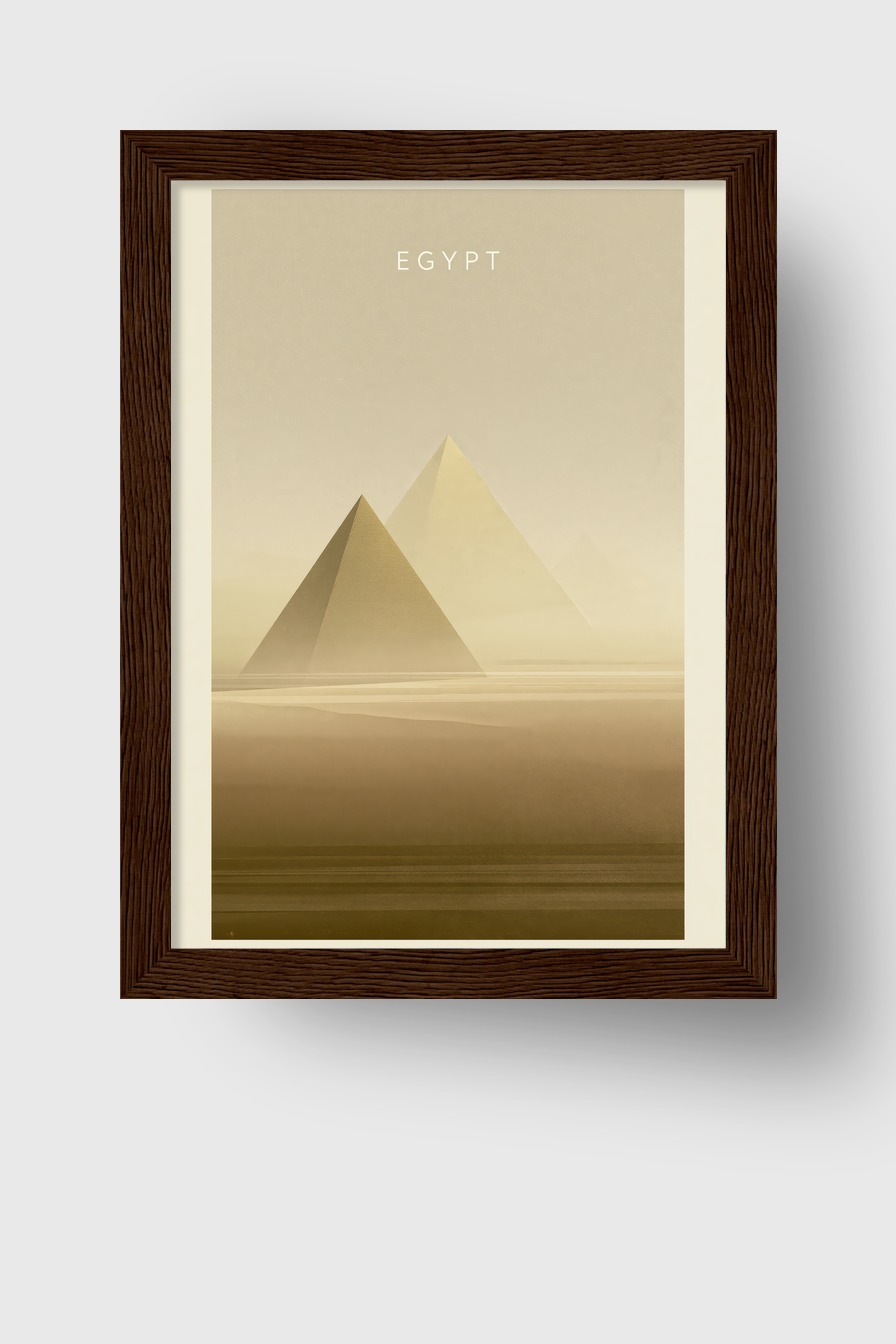 Grafik Poster Pyramide Nebel beige minimalistisch
