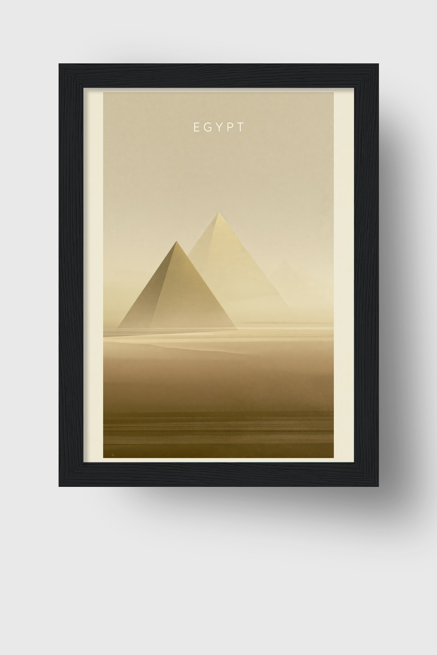 Grafik Poster Pyramide Nebel beige minimalistisch