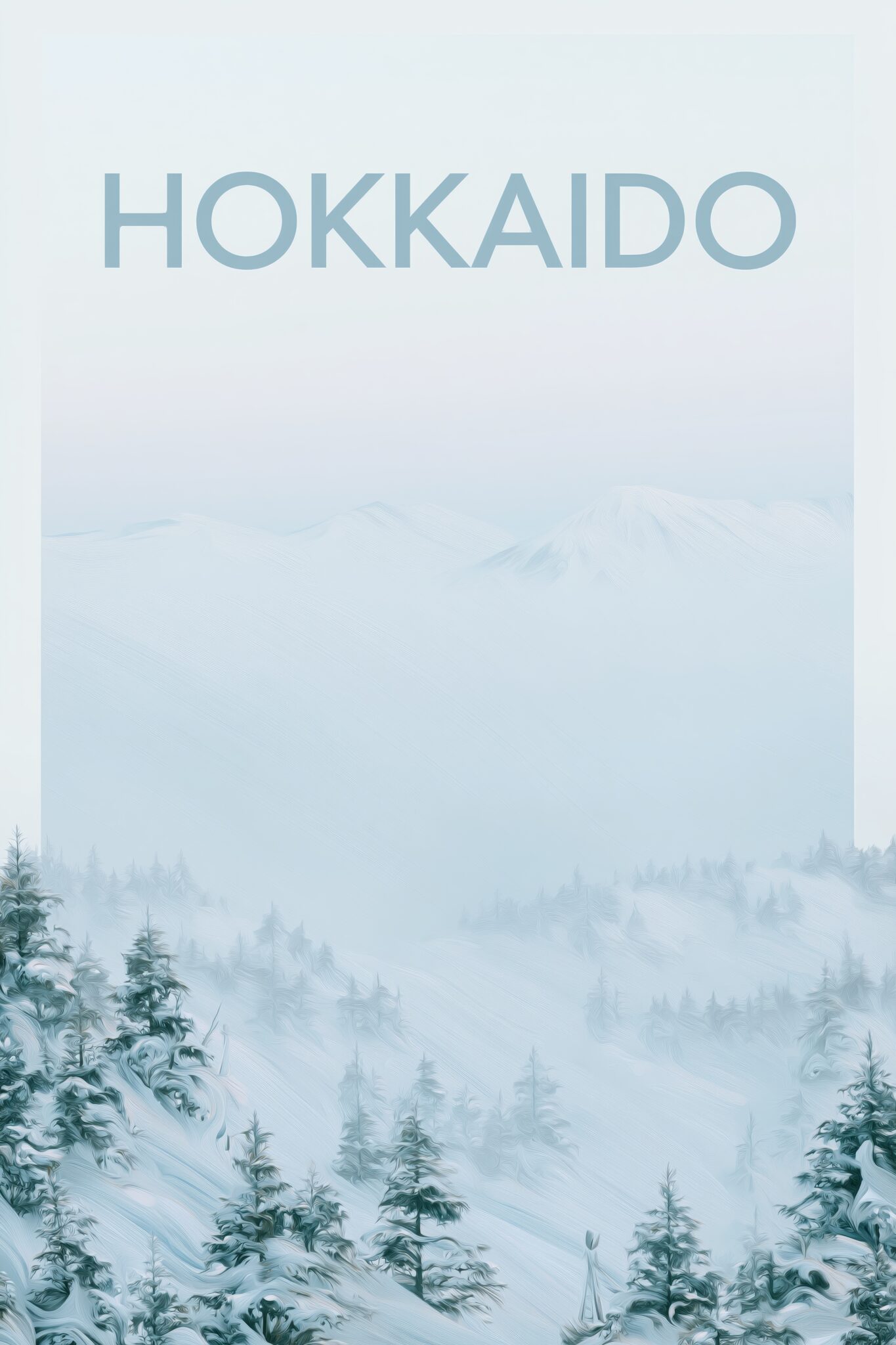 Illustration Poster Schneelandschaft winterlich blau weiß