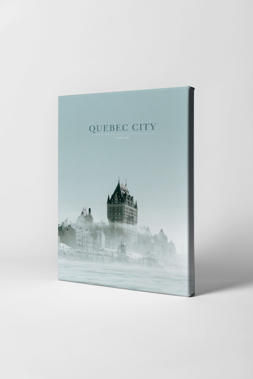 Fotografie Poster Quebec Stadt Schloss Nebel Kühl