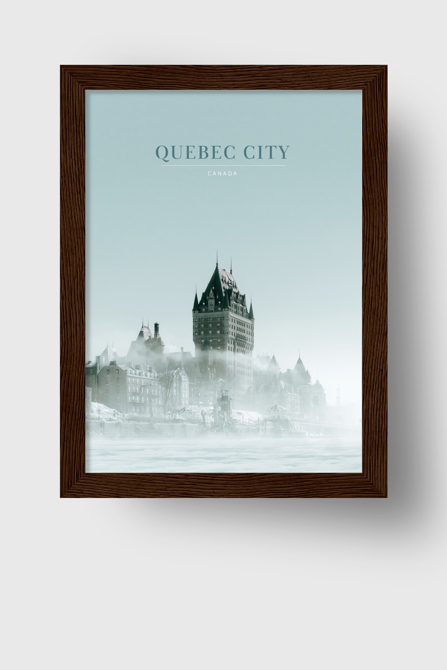 Fotografie Poster Quebec Stadt Schloss Nebel Kühl
