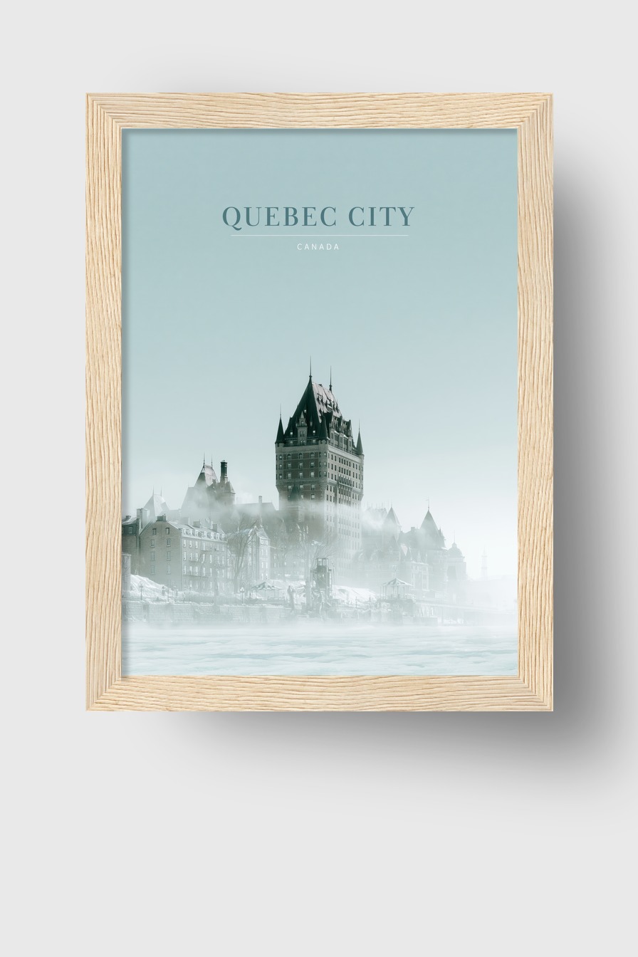 Fotografie Poster Quebec Stadt Schloss Nebel Kühl