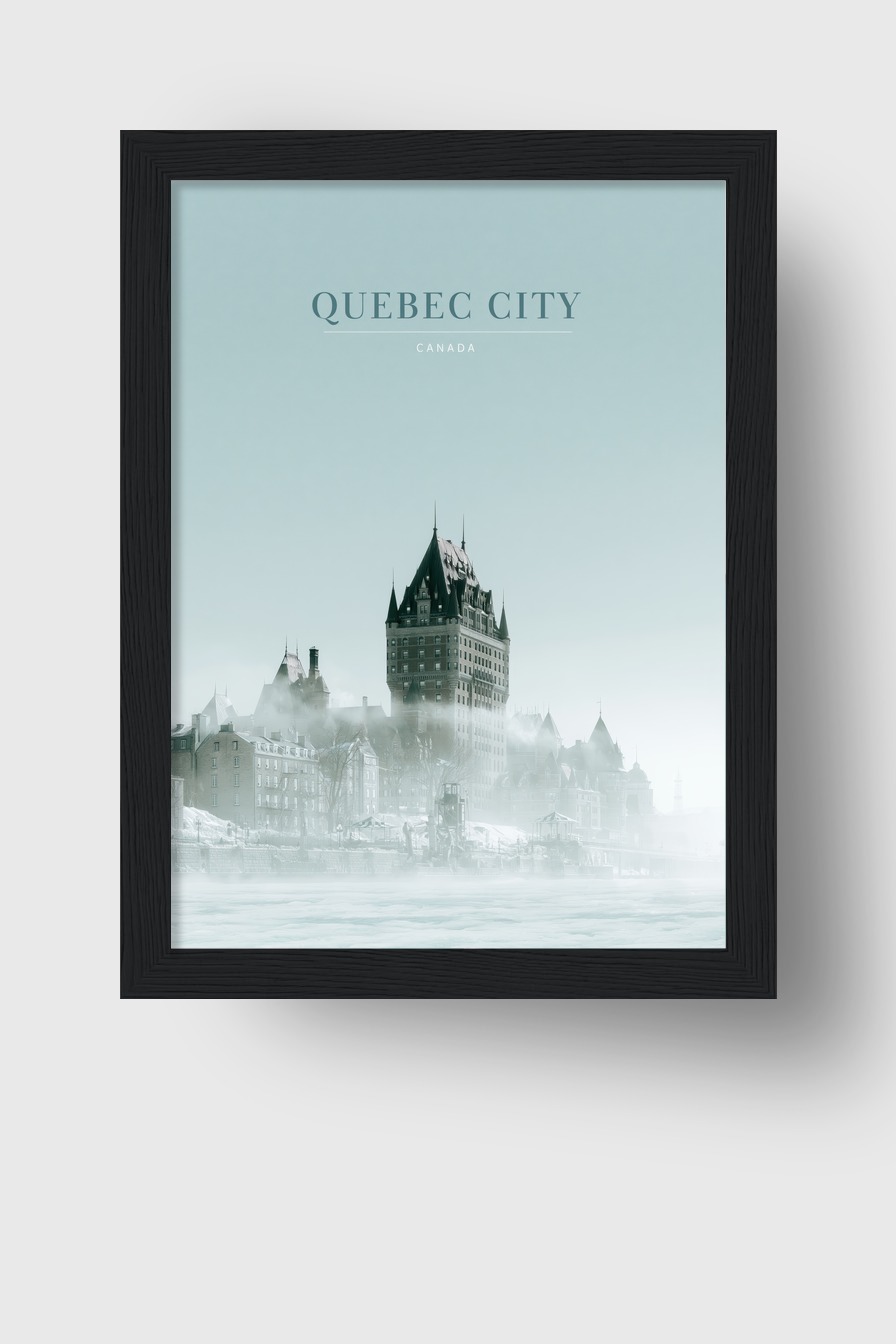 Fotografie Poster Quebec Stadt Schloss Nebel Kühl