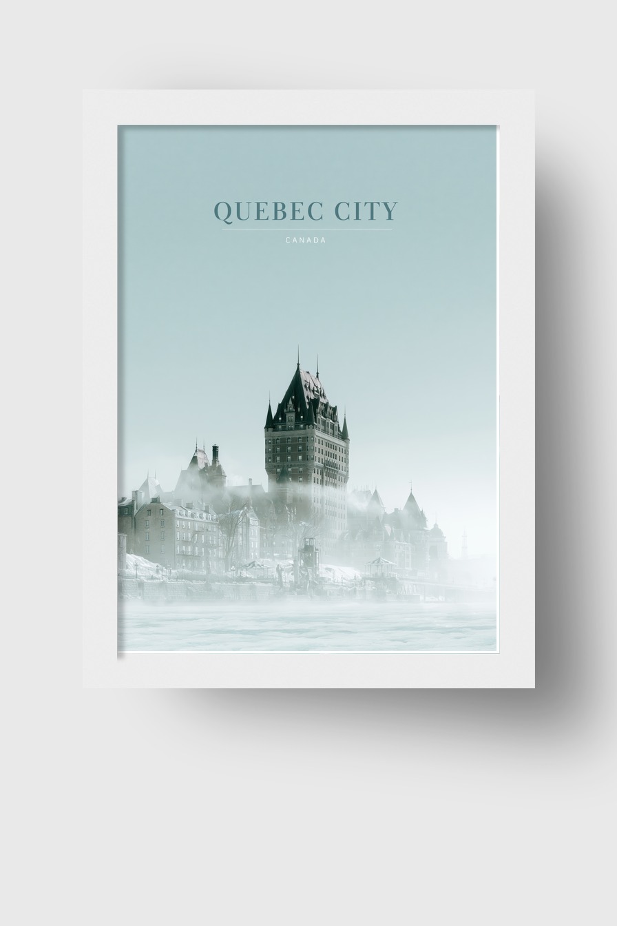 Fotografie Poster Quebec Stadt Schloss Nebel Kühl