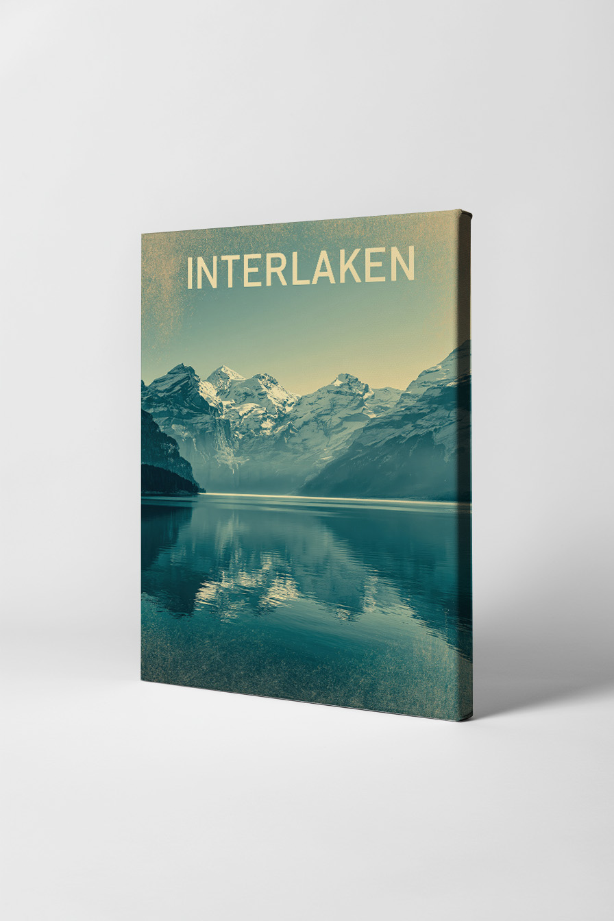 Fotografie Poster Berge See Spiegelung blau weiß