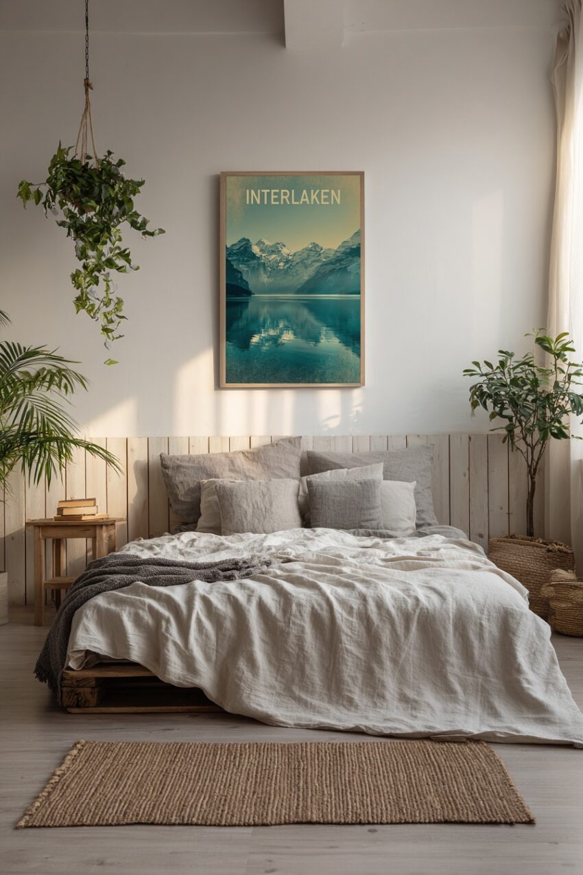 Fotografie Poster Berge See Spiegelung blau weiß