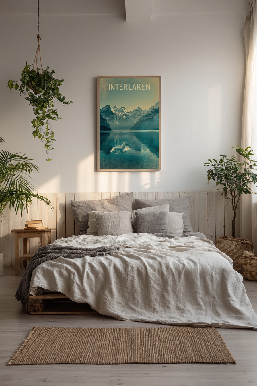 Fotografie Poster Berge See Spiegelung blau weiß