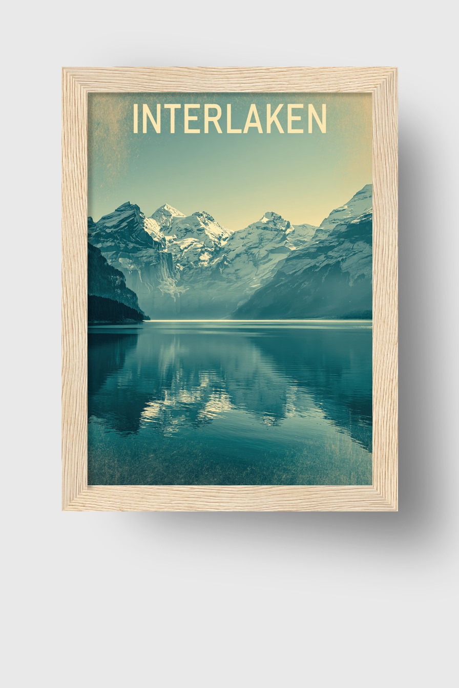 Fotografie Poster Berge See Spiegelung blau weiß