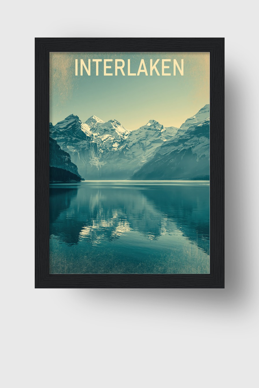 Fotografie Poster Berge See Spiegelung blau weiß
