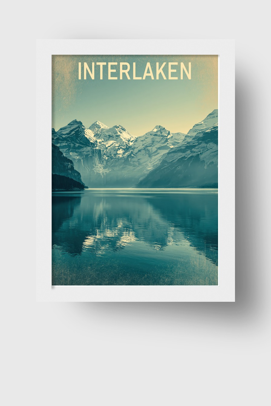 Fotografie Poster Berge See Spiegelung blau weiß
