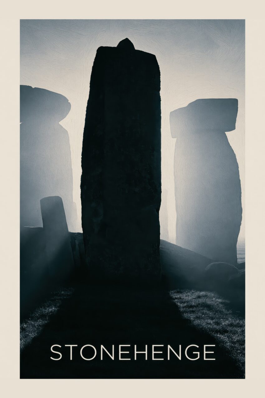 Fotografie Poster Steinmonument Dämmerung Schattenriss