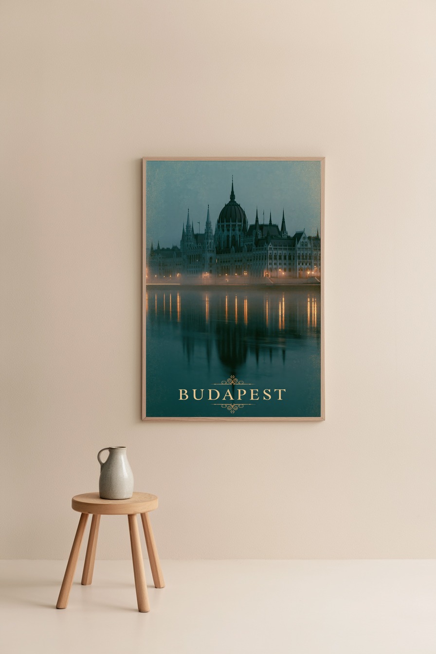 Fotografie Poster Parlament bei Nebel Beleuchtung Spiegelung