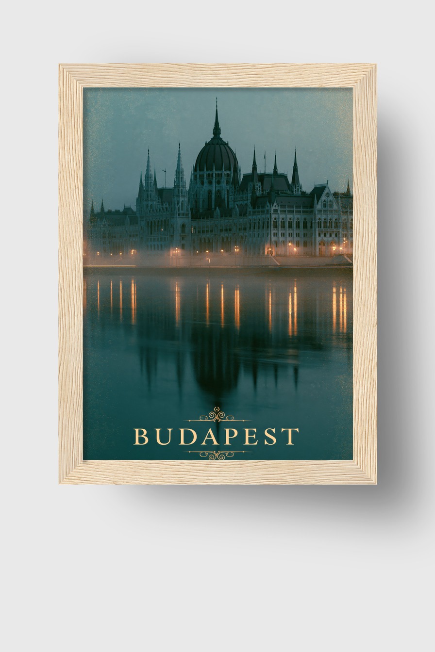 Fotografie Poster Parlament bei Nebel Beleuchtung Spiegelung