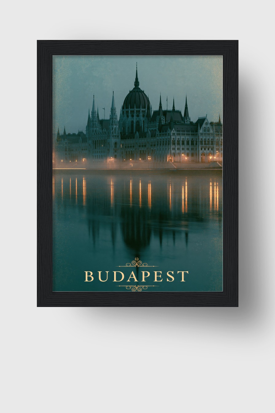 Fotografie Poster Parlament bei Nebel Beleuchtung Spiegelung