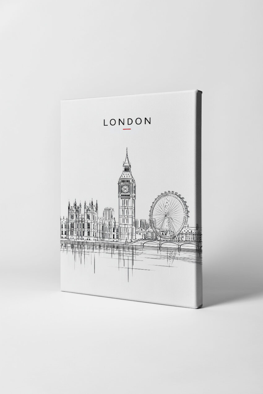 Illustration Poster London Skyline Big Ben minimalistisch schwarz-weiß