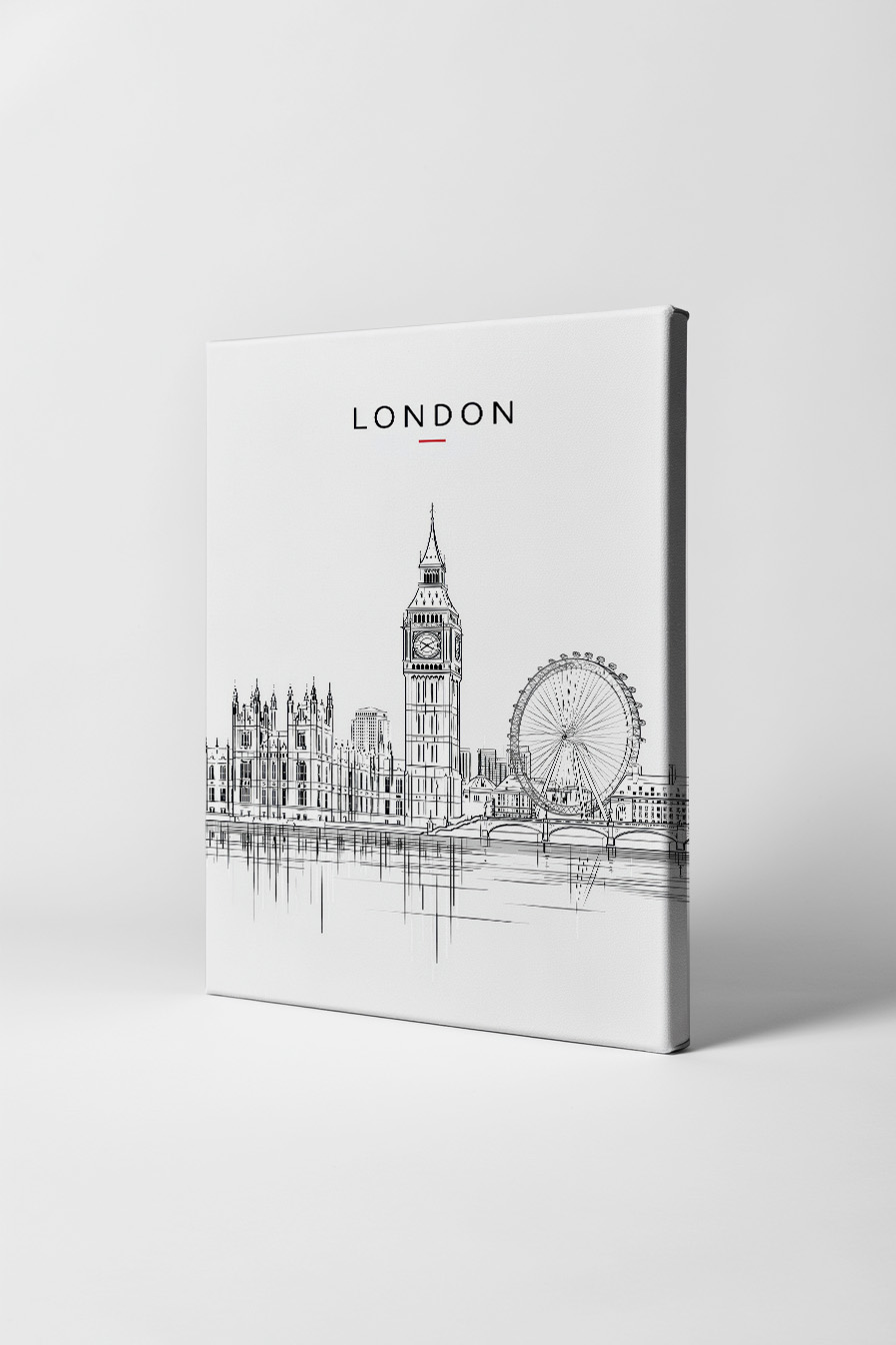 Illustration Poster London Skyline Big Ben minimalistisch schwarz-weiß