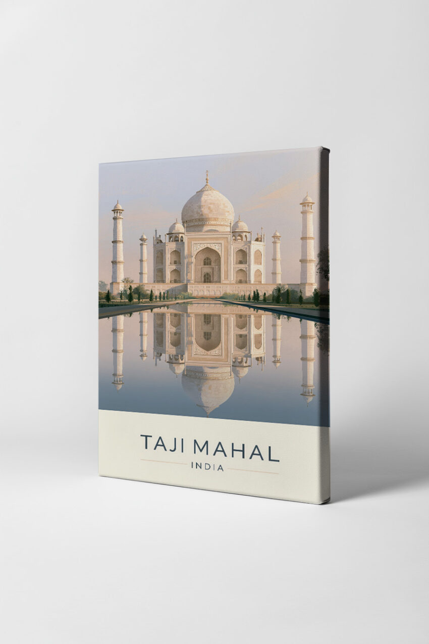 Fotografie Poster Taj Mahal Spiegelung klar Symmetrie