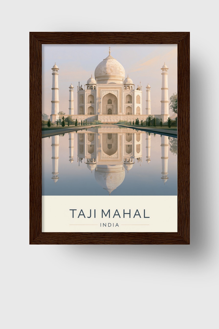 Fotografie Poster Taj Mahal Spiegelung klar Symmetrie